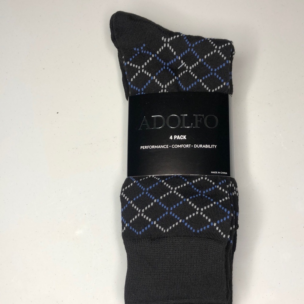 ADOLFO NWT Mens Black Dress Socks Assorted 4-Pack size 61/2-12